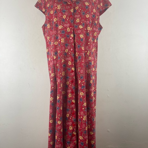 Main Street Classics Red Floral Midi Dress Size 18 - Picture 5 of 8